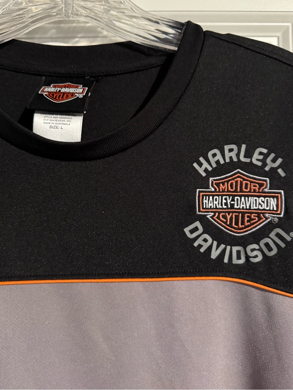 Harley-Davidson Black, Gray & Orange Logo Short Sleeve Tee